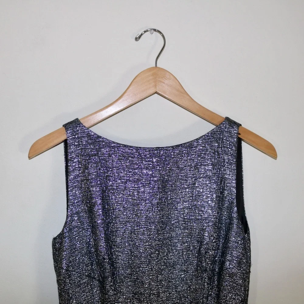 Kate Spade Andi Metallic Peplum Dress in All That Glitters Gunmetal (Silver)